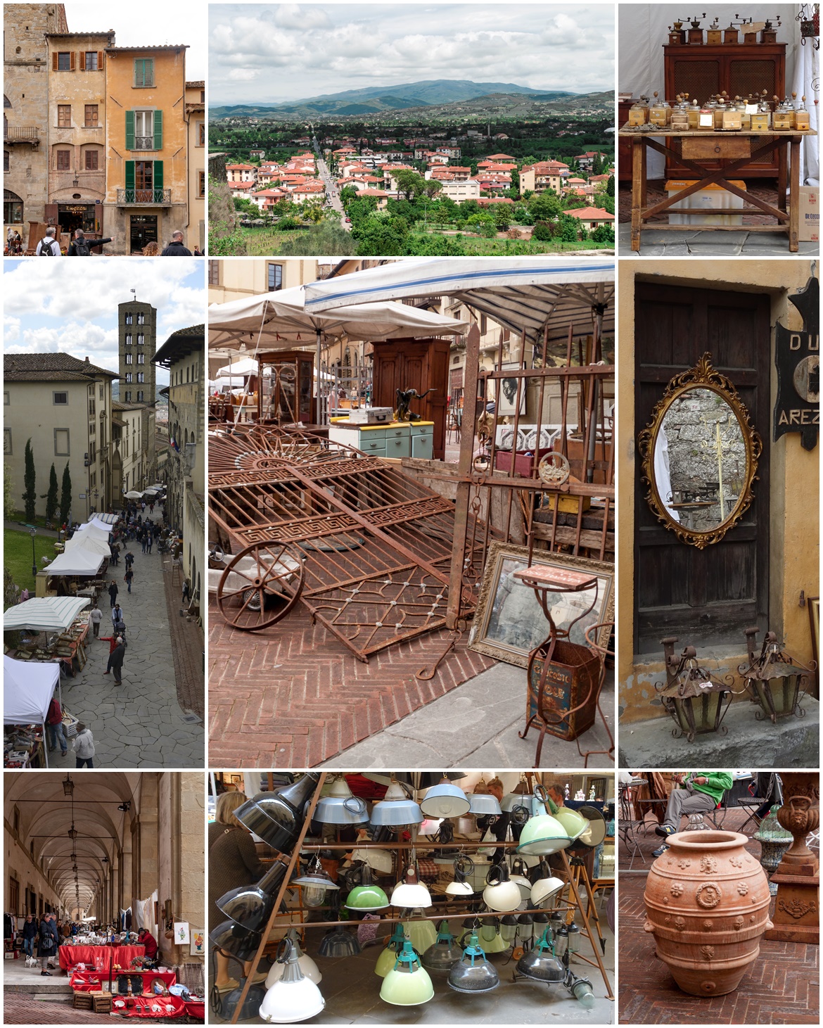 Collage vom Antikmarkt in Arezzo