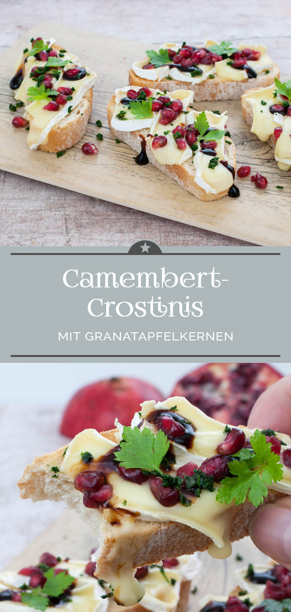 Camembert-Crostinis mit Granatapfelkernen
